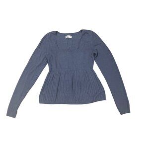 Hollister Womens Gray Bella Swan Cable Knit  Babydoll Sweater M Twilight 90s Y2K